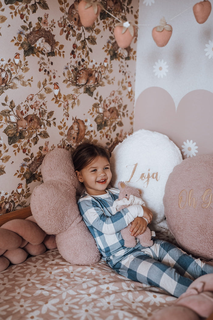 Pink Daisy Pillow Large - Cozy Nursery