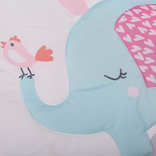 Pink Elephant Newborn Cot Bedding Set 3PCS