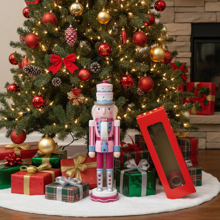 Pink Nutcracker Christmas Decoration – Pastel Holiday Decor, Ballet-Inspired Gift, Candyland Christmas Figurine