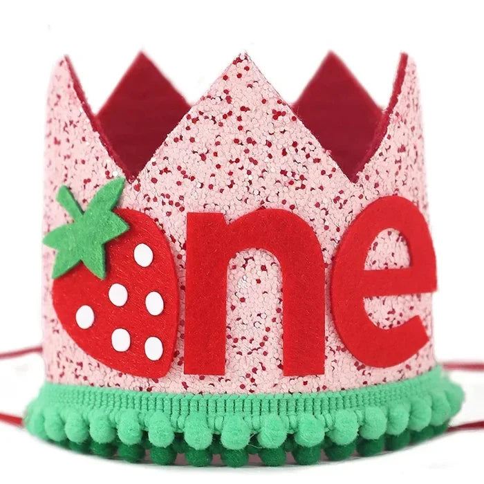 Pink Strawberry Crown Birthday Hat