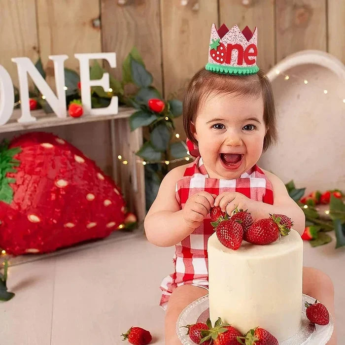 Pink Strawberry Crown Birthday Hat