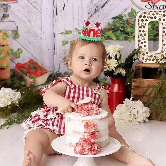 Pink Strawberry Crown Birthday Hat