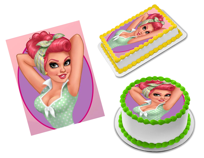 Pinup Girl Edible Image Frosting Sheet #1 (70+ sizes)