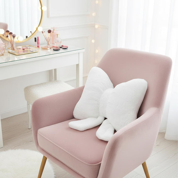 Plush Bow Pillow for Glam, Girly Bedrooms Pink White Black Bow Cushion