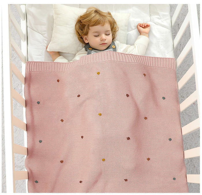 Pom Pom Knitted Baby Blanket - Cozy Nursery