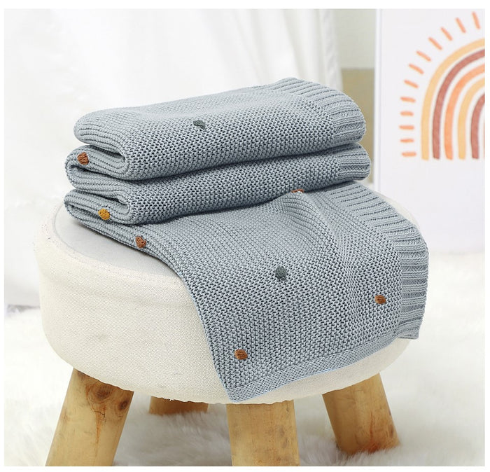 Pom Pom Knitted Baby Blanket - Cozy Nursery