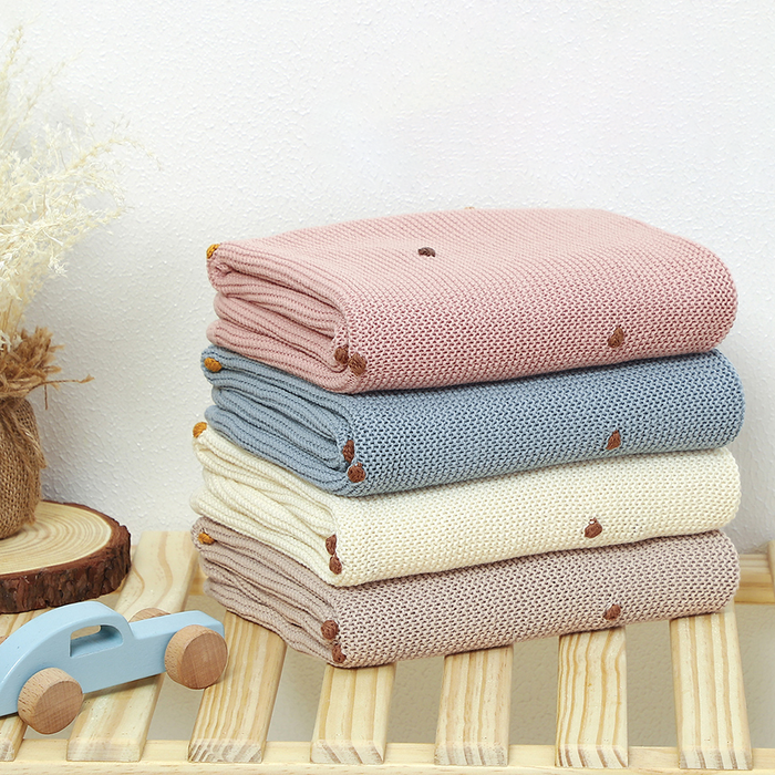 Pom Pom Knitted Baby Blanket - Cozy Nursery