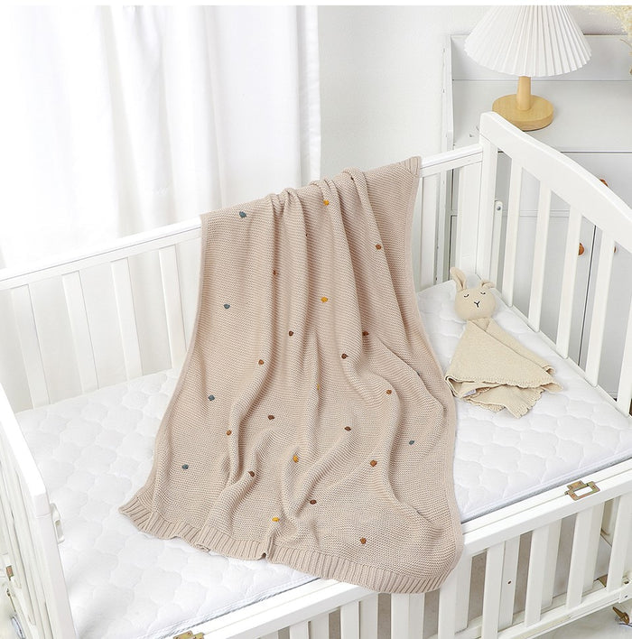 Pom Pom Knitted Baby Blanket - Cozy Nursery