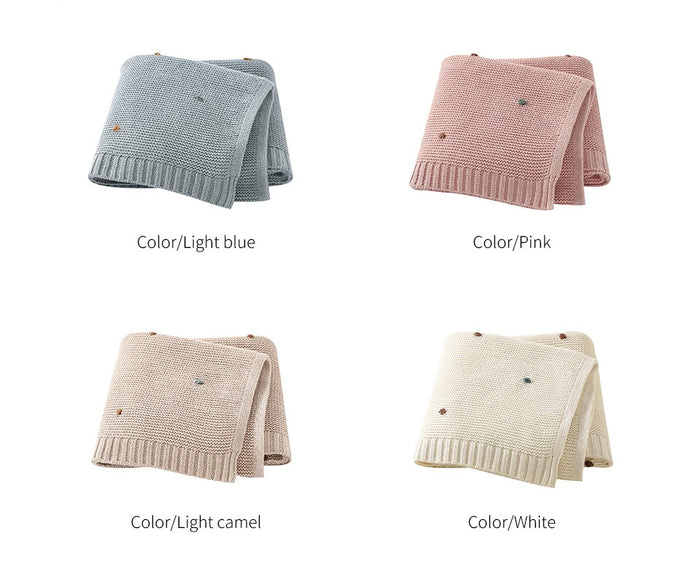 Pom Pom Knitted Baby Blanket - Cozy Nursery