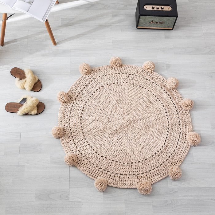 Pompom Hand Knitted Carpet - Cozy Nursery