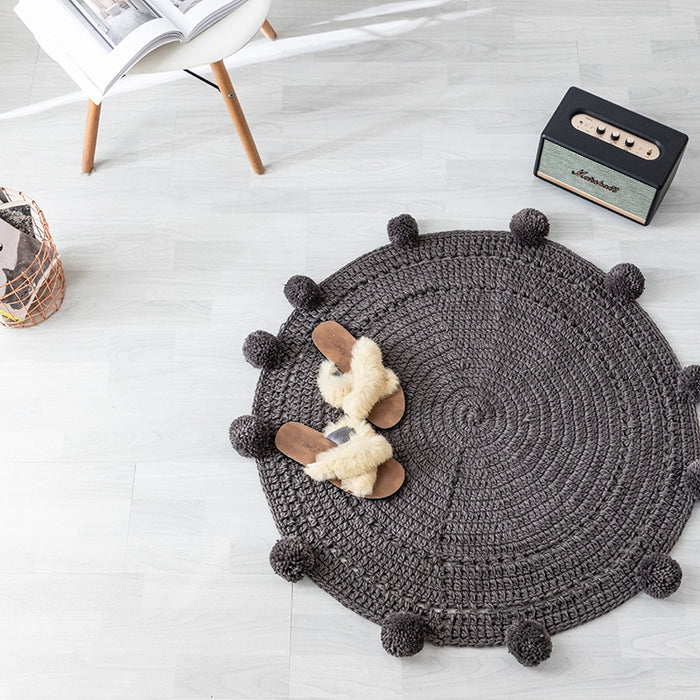 Pompom Hand Knitted Carpet - Cozy Nursery