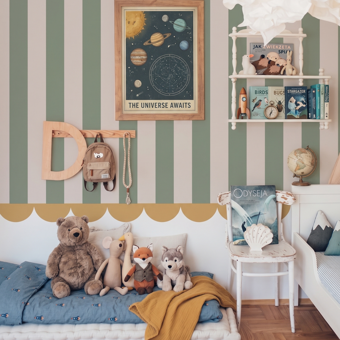 Portofino Stripes Green Nursery Wallpaper - Cozy Nursery