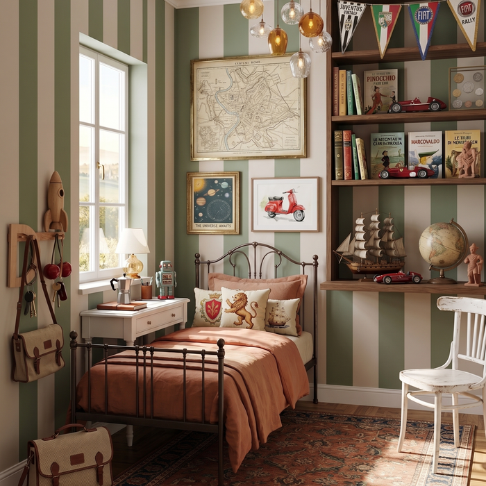 Portofino Stripes Green Nursery Wallpaper - Cozy Nursery