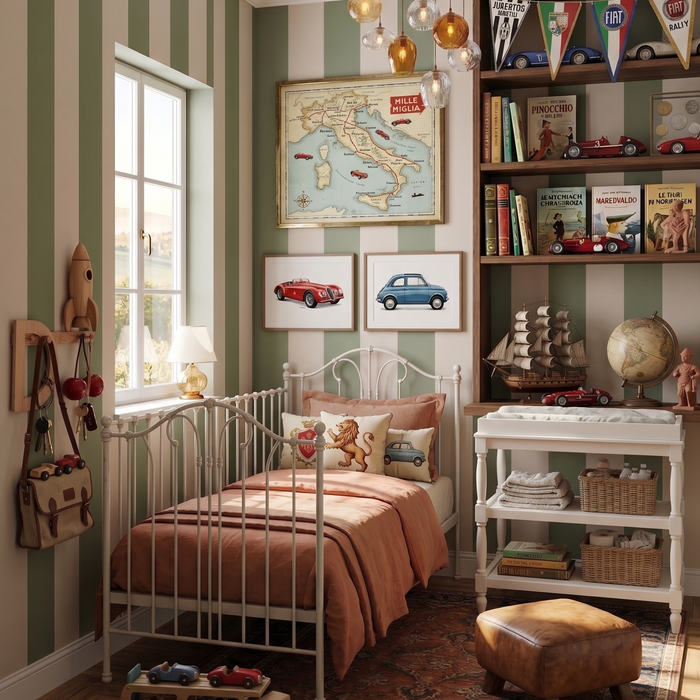 Portofino Stripes Green Nursery Wallpaper - Cozy Nursery
