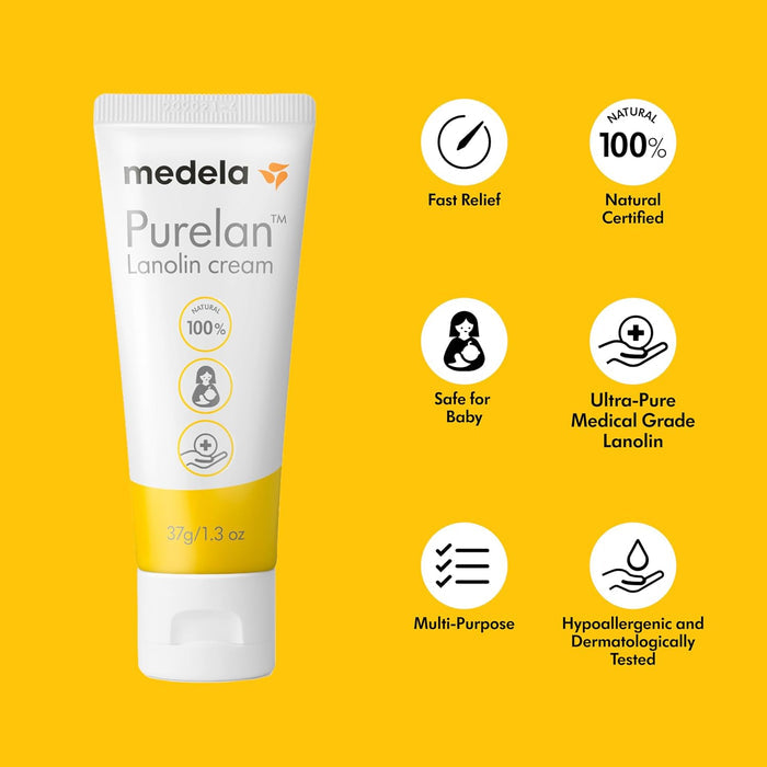 Purelan Lanolin Nipple Cream, Fast Relief for Sore Nipples & Dry Skin during Breastfeeding