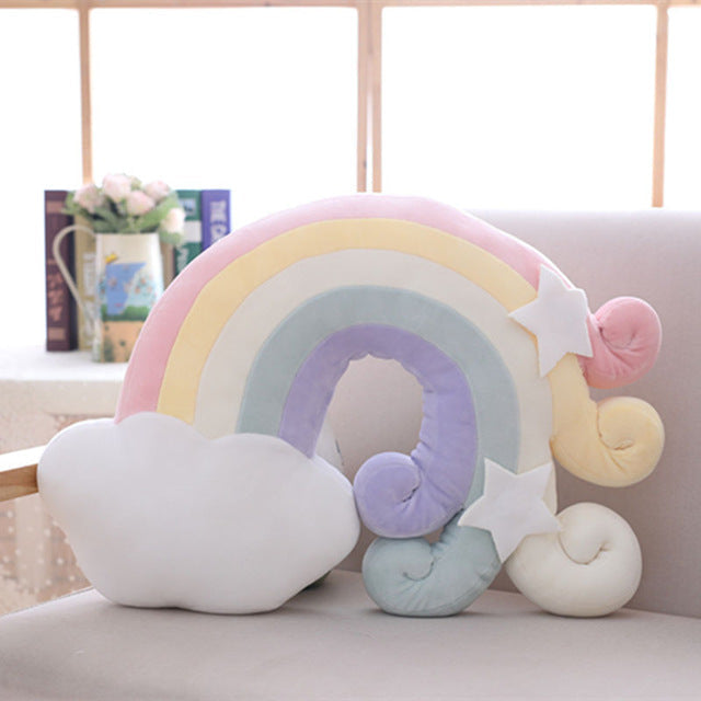 Rainbow Cloud Plush Pillow - Cozy Nursery