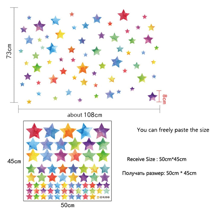 Rainbow Color Dots & Stars Wall Stickers - Cozy Nursery