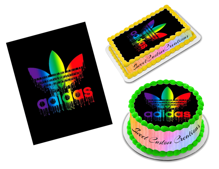 Adidas Rainbow Logo Edible Image Frosting Sheet #10 Topper (70+ sizes)