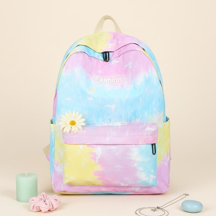 Rainbow Tie-Dye Nylon Backpack - Cotton Candy Skies