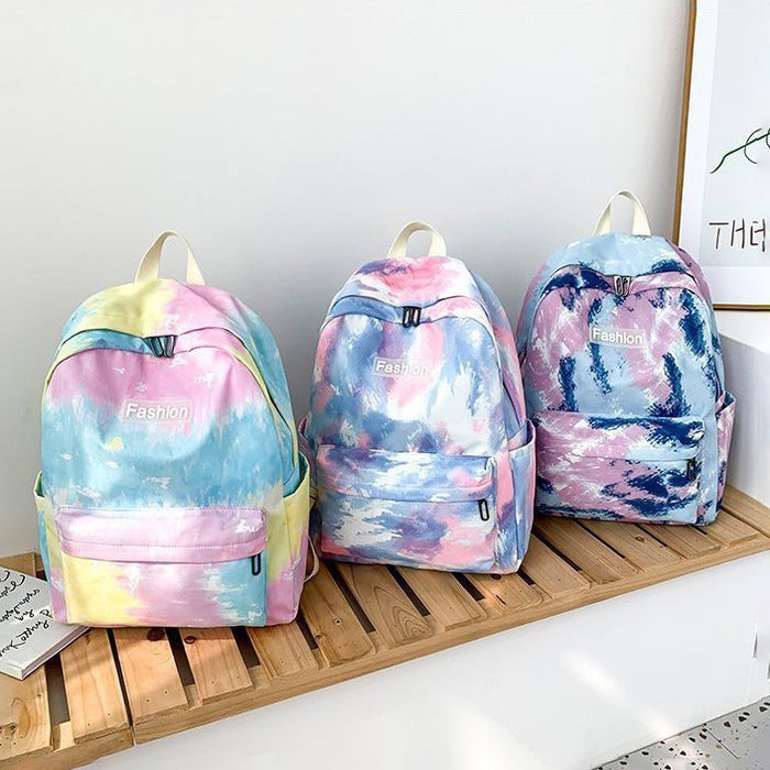 Rainbow Tie-Dye Nylon Backpack - Cotton Candy Skies