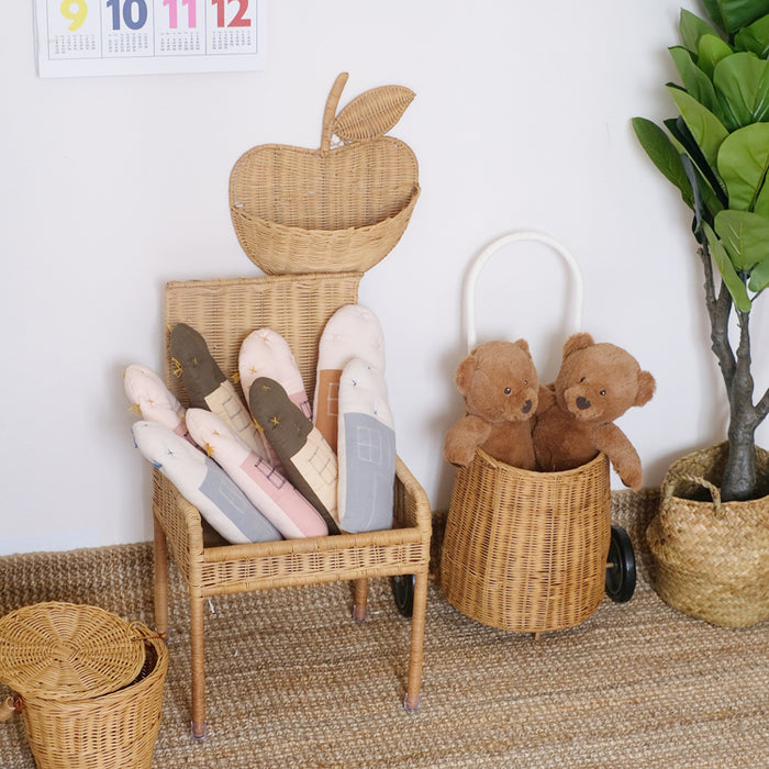 Rattan Apple Shape Storage Basket - Cozy Nursery