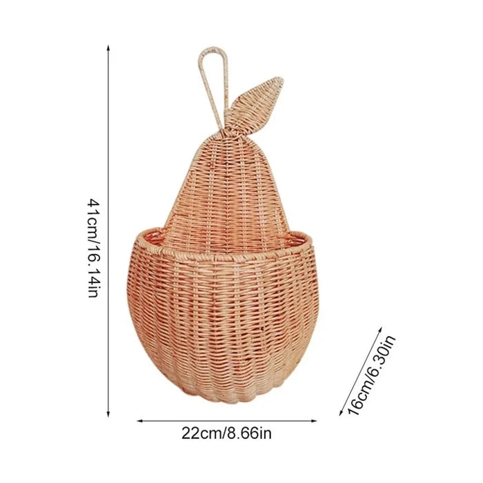 Rattan Pear Shape Storage Basket - Cozy Nursery