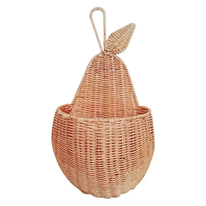 Rattan Pear Shape Storage Basket - Cozy Nursery