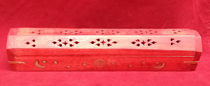 RED CELESTIAL COFFIN BOX INCENSE BURNER