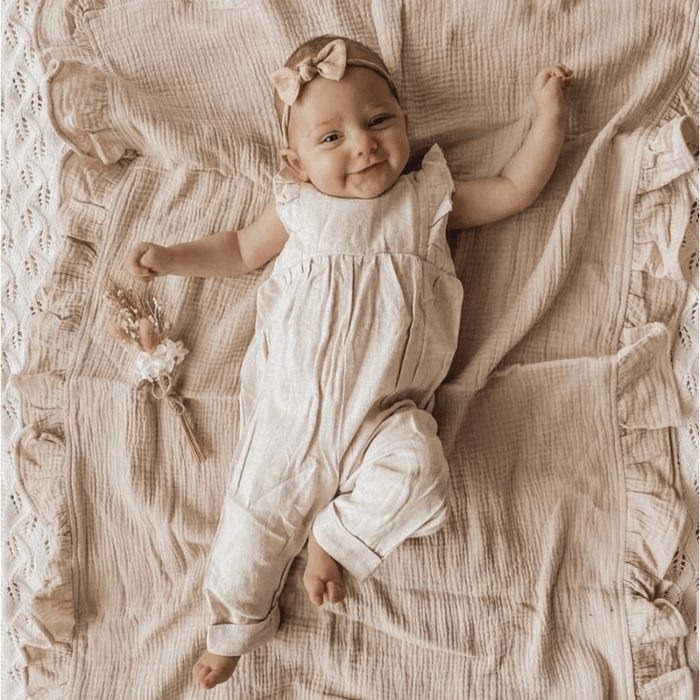 Ruffled Muslin Baby Swaddle Blankets