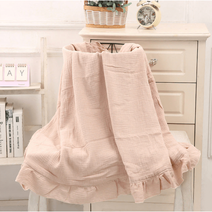 Ruffled Muslin Baby Swaddle Blankets