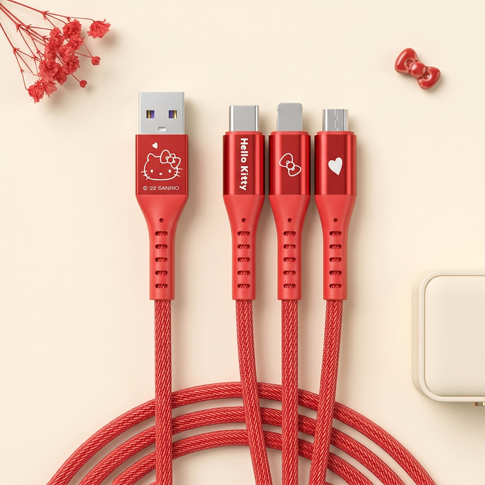 Sanrio 3-in-1 Fast Charging Cable – Cute Multi-Device Charger