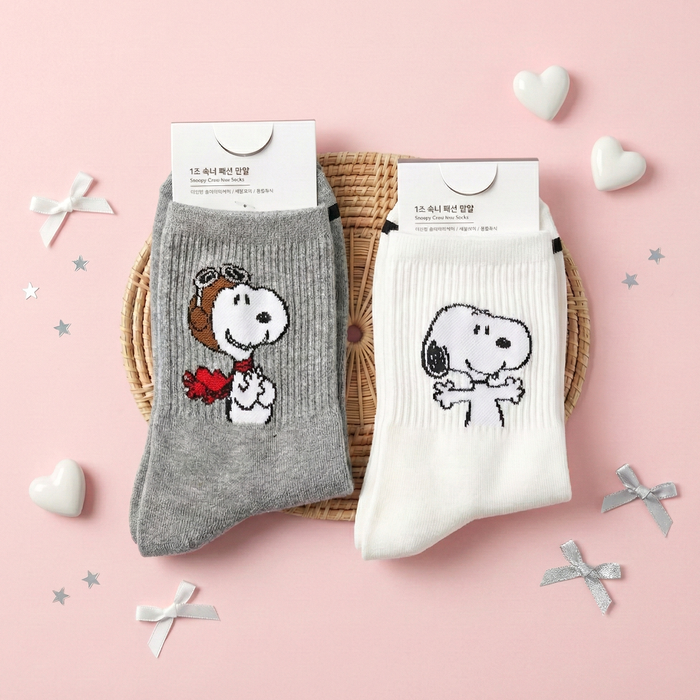 Snoopy Ribbed Crew Socks