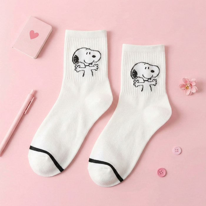 Snoopy Ribbed Crew Socks