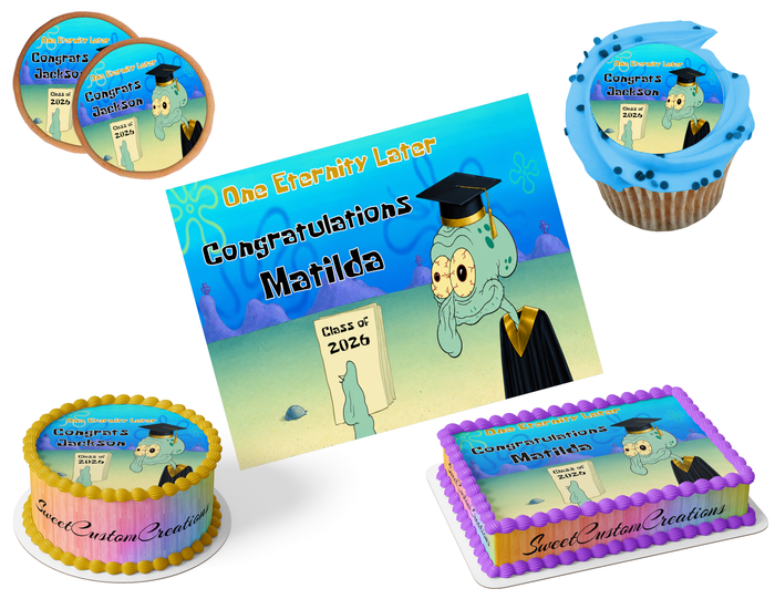 Squidward Graduation Edible Image Frosting Sheet #81 (80+ sizes)