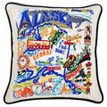 State of Alaska Hand-Embroidered Pillow
