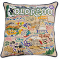 State of Colorado Hand-Embroidered Pillow