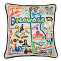 State of Delaware Hand-Embroidered Pillow