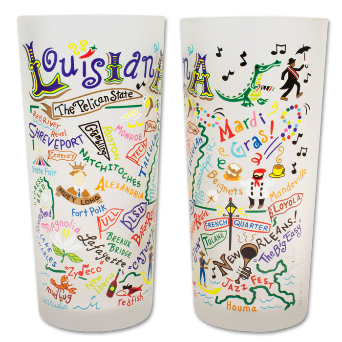 State of Louisiana Frosted Glass Tumbler