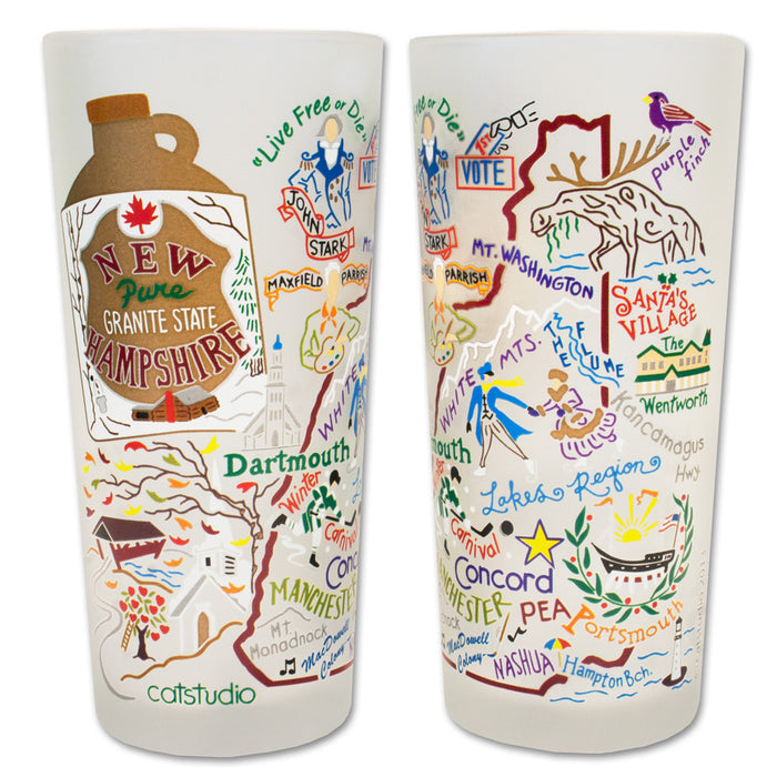 State of New Hampshire Frosted Glass Tumbler
