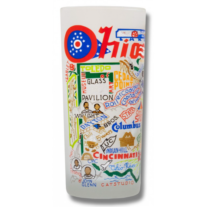 State of Ohio Frosted Glass Tumbler