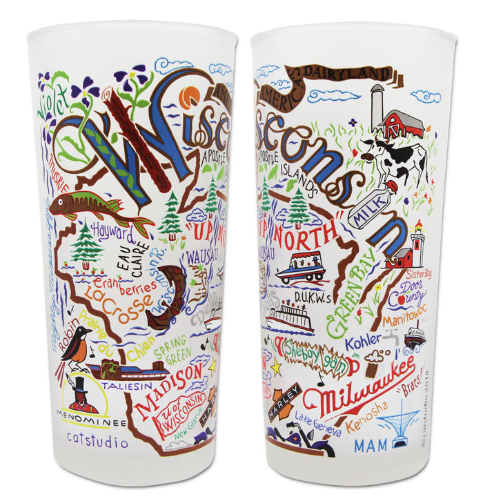 State of Wisconsin Frosted Glass Tumbler