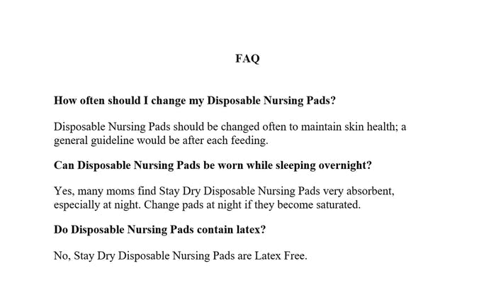 Stay Dry Disposable Nursing Pads