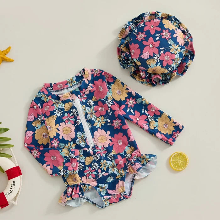 Strawberry & Flowers Girls Swimsuits - Cozy Nursery