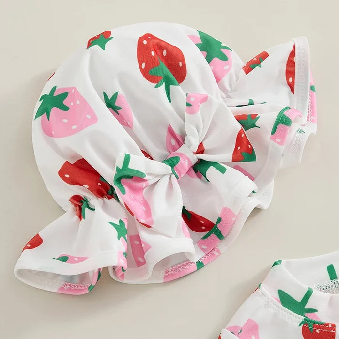 Strawberry & Flowers Girls Swimsuits - Cozy Nursery