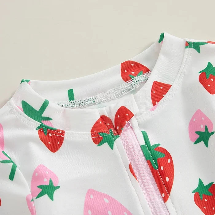 Strawberry & Flowers Girls Swimsuits - Cozy Nursery