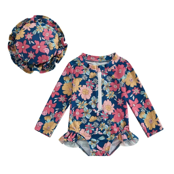 Strawberry & Flowers Girls Swimsuits - Cozy Nursery