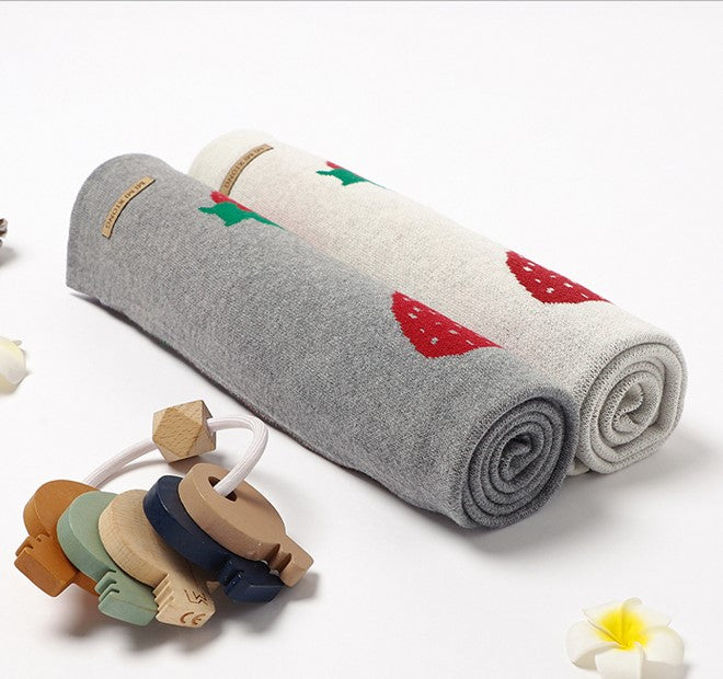 Strawberry Infant Knitted Baby Blanket - Cozy Nursery