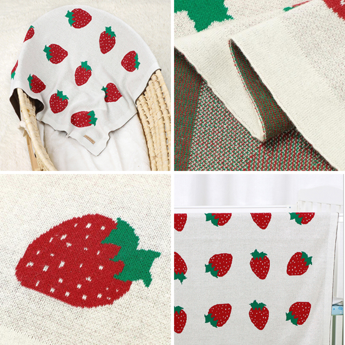 Strawberry Infant Knitted Baby Blanket - Cozy Nursery