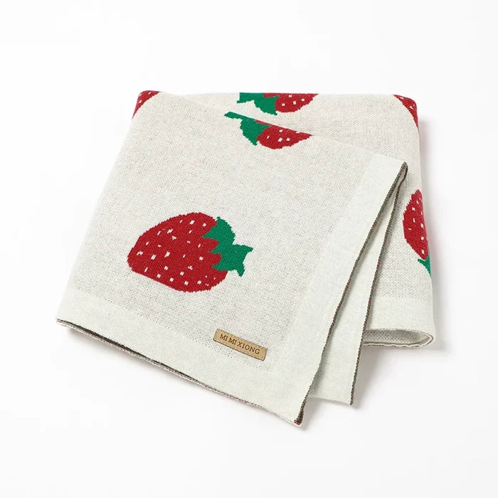 Strawberry Infant Knitted Baby Blanket - Cozy Nursery