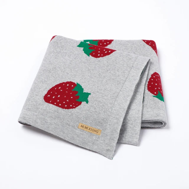 Strawberry Infant Knitted Baby Blanket - Cozy Nursery